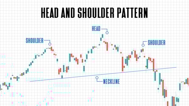 abstract background of head and shoulder pattern stock market chart graph on white background vector