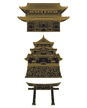 famous building line art, japan building vector design.