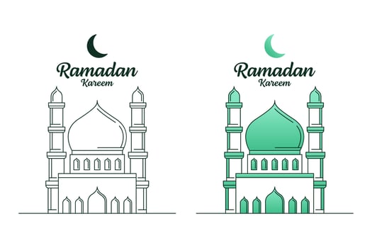 Ramadan kareem vector design illustration monoline or line art style