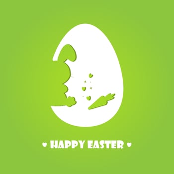 Happy Easter greeting card.Easter egg shapes with bunny and carrot silhouette - traditional symbol of holiday. vector
