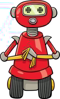 cartoon funny red robot fantasy character vector