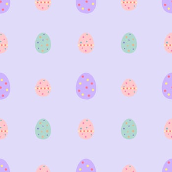 Colorful Easter eggs on purple background. Seamless pattern background of Easter eggs vector