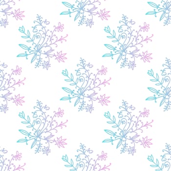 Floral damask seamless pattern with branches and flowers. vector