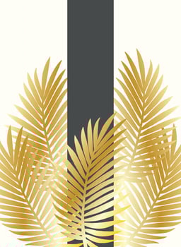 Black and white luxury background with golden tropical leaf vector