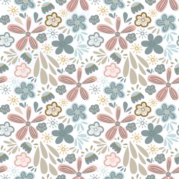Doodle abstract colorful floral seamless pattern.  Abstract flower background. vector