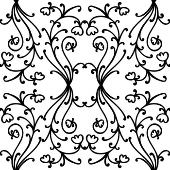 Floral damask seamless pattern with branches and flowers. vector