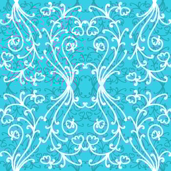 Floral damask seamless pattern with branches and flowers. vector