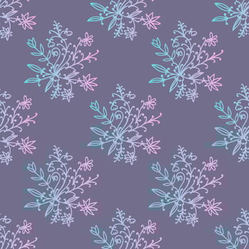 Floral damask seamless pattern with branches and flowers. vector