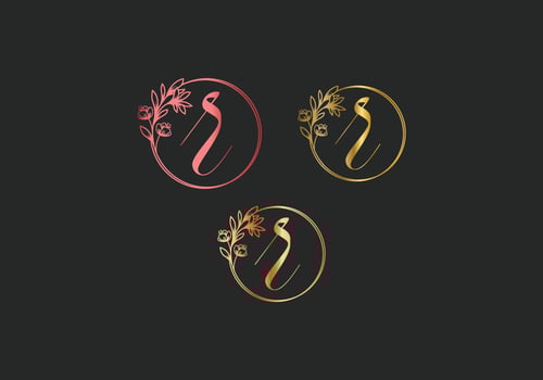 Letter R Monogram design elements graceful template Gold Beauty Industry fashion logo cosmetics business natural vector