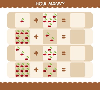 How many cartoon cherry. Counting game. Educational game for pre shool years kids and toddlers vector
