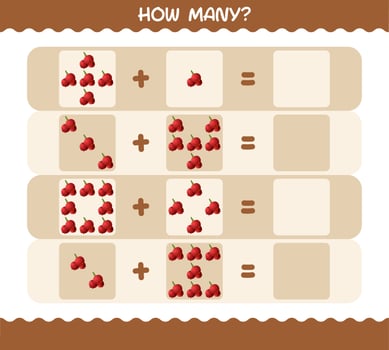 How many cartoon cranberry. Counting game. Educational game for pre shool years kids and toddlers vector