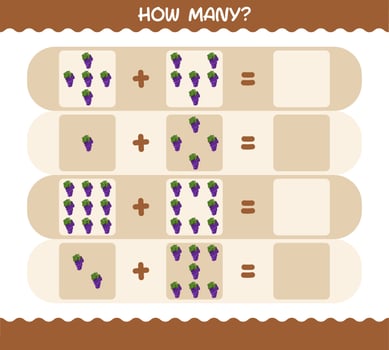 How many cartoon grape. Counting game. Educational game for pre shool years kids and toddlers vector