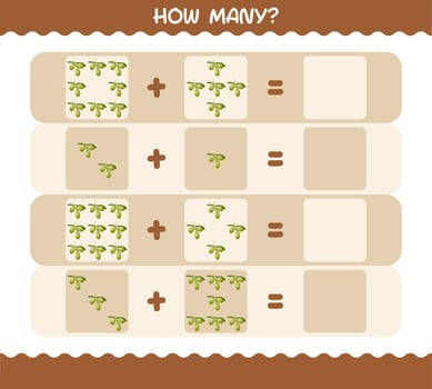 How many cartoon olive. Counting game. Educational game for pre shool years kids and toddlers vector