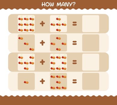 How many cartoon pitanga. Counting game. Educational game for pre shool years kids and toddlers vector
