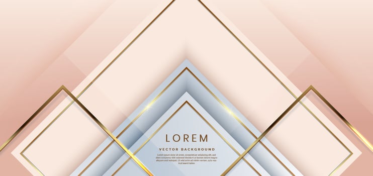Abstract 3d template soft pink background with gold lines diagonal sparkle with copy space for text. Luxury style. vector