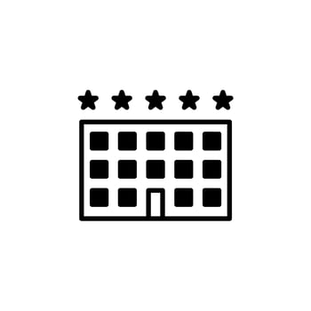 Hotel, Apartment, Townhouse, Residential Solid Line Icon Vector Illustration Logo Template. Suitable For Many Purposes.