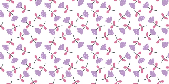 A collection of seamless floral patterns, white background doodle style vector