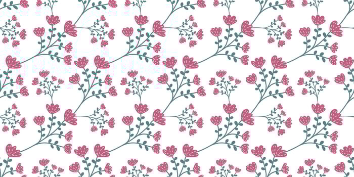 A collection of seamless floral patterns, white background doodle style vector