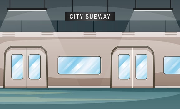 Empty subway station interior with metro train illustration vector
