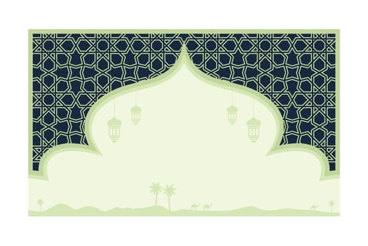 Abstract islamic background with traditional ornament green color. Vector illustration.