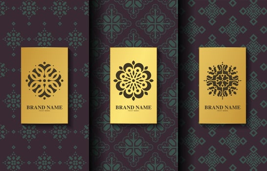 Set of luxury retro labels with calligraphic vector logo. Antique monogram collection.