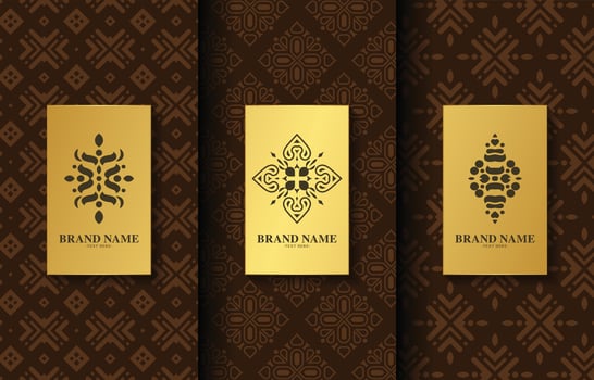 Set of luxury retro labels with calligraphic vector logo. Antique monogram collection.