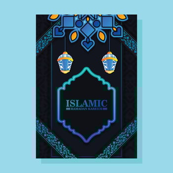 colorful ramadan kareem islamic poster vector