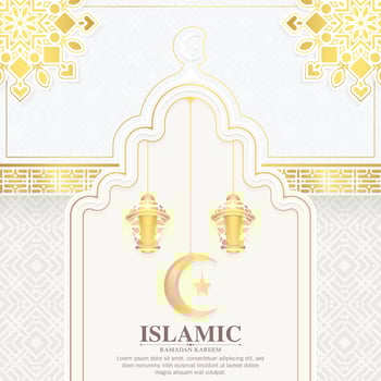 Elegant white and gold decoration Ramadan kareem background vector