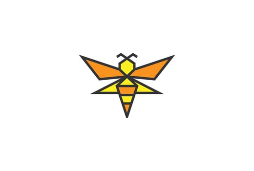 Colorful Geometric Bug Bee Bumblebee for Honey or Kids Play Logo Design Vector