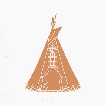 Editable Vector of Isolated Front View Native American Tent Illustration in Flat Monochrome Style for Traditional Culture and History Related Design