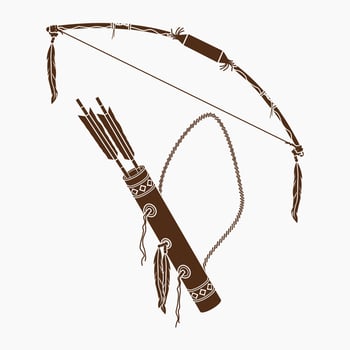 Editable Vector of Isolated Native American Archery Tools Illustration in Flat Monochrome Style for Traditional Culture and History Related Design
