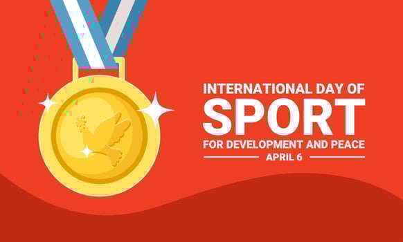 Vector illustration of gold medal with peace dove symbol, as a banner or poster, International Day of Sport for Development and Peace.