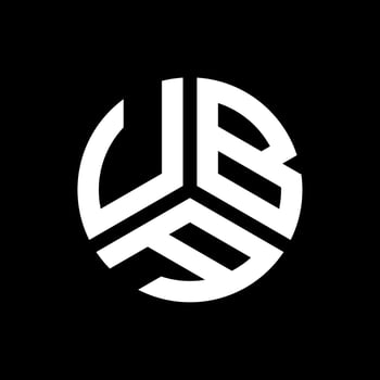 UBA letter logo design on black background. UBA creative initials letter logo concept. UBA letter design. vector