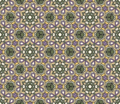 Abstract colorful doodle geometric flower seamless pattern. Floral background. Mosaic, geo tile of thin line ornament. vector