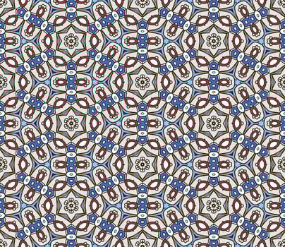 Abstract colorful doodle geometric flower seamless pattern. Floral background. Mosaic, geo tile of thin line ornament. vector