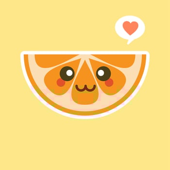 cute and kawaii Cartoon character orange. Healthy Happy Organic Fruit Character Illustration. Citrus fruits that are high in vitamin C. Sour, helping to feel fresh. vector