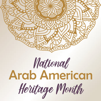 National Arab American Heritage month. Vector background, round mandala, tradition eastern oriental ornament. NAAHM square template