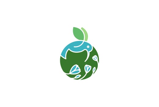 Simple Minimalist World Globe Earth Planet with Hummingbird and Leaf Flower for Environment Logo Design Vector