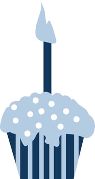 A cupcake with a burning candle. A symbolic birthday gift. Celebrating an important event. vector