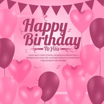 background happy  birthday with color pink vector
