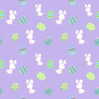 Seamless Background Bunny And Eggs With Purple Background Painted Easter Festival vector