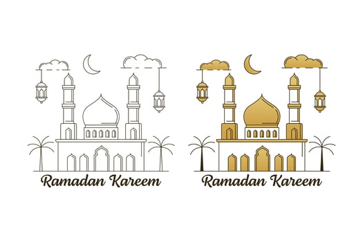Ramadan kareem vector design illustration monoline or line art style