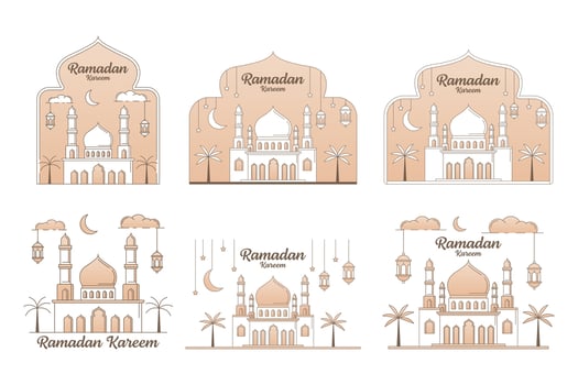 Ramadan kareem vector design illustration monoline or line art style
