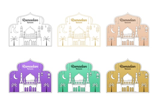 Ramadan kareem vector design illustration monoline or line art style