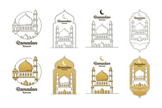 Ramadan kareem vector illustration monoline or line art style design collection