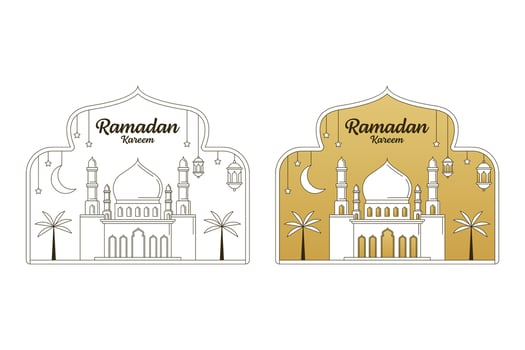 Ramadan kareem vector design illustration monoline or line art style