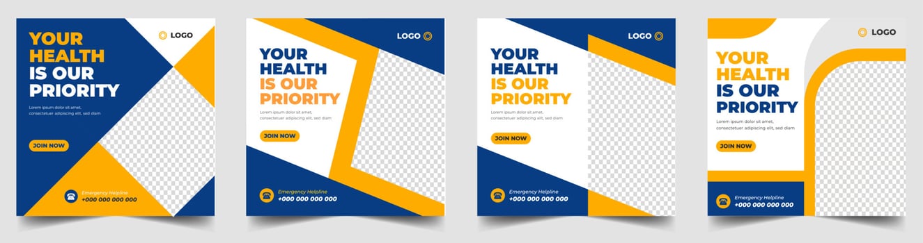 Medical Social Media Post Template, Healthcare Social Media Banner Template, Medical and healthcare social media post template. health doctor social media post banner. Medical Health banner. vector