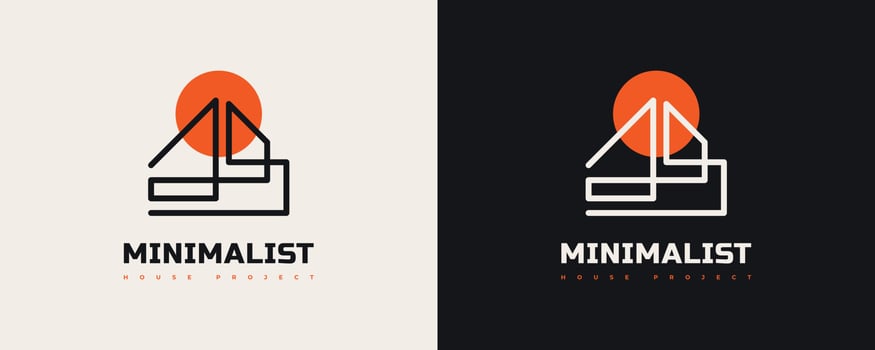 Minimalist Real Estate Logo Design with Linear Style. Simple and Minimal House Logo vector