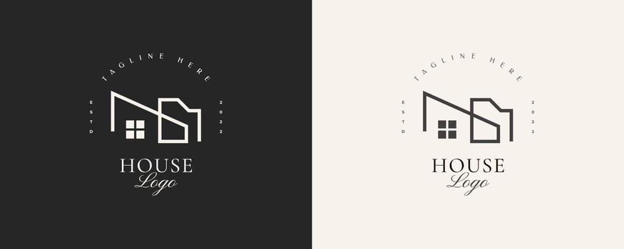 Minimalist Real Estate Logo Design with Linear Style. Simple and Minimal House Logo vector