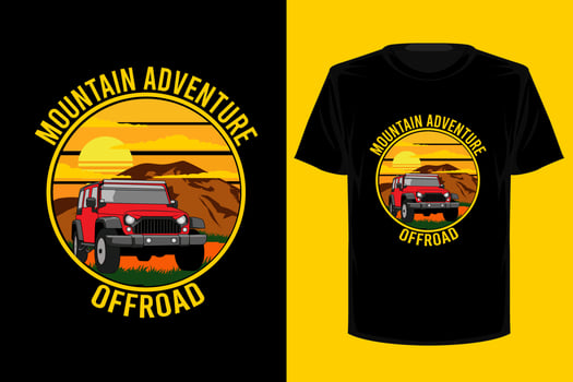 Mountain adventure off road retro vintage t shirt design vector